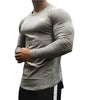 Men's Solid Color Long Sleeve Cotton T-Shirt: Spring Jogger Sports Muscle Exercise